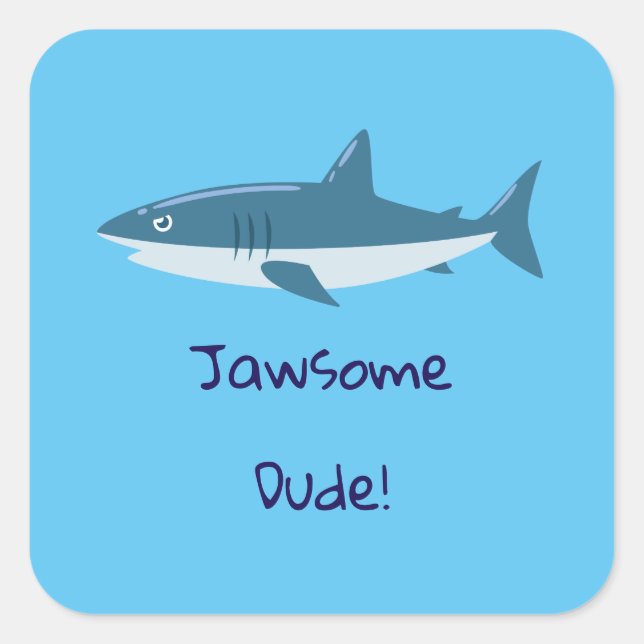 Sticker Carré de requin Jawsome Dude (Devant)