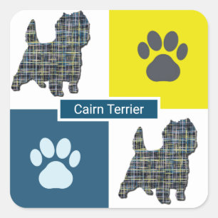 Sticker Carré de réseau Cairn Terrier & Paw Y&B