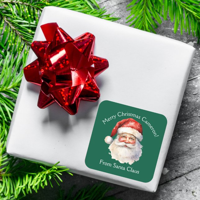 Sticker Carré De Santa Claus Custom Green Kids Christmas Cadeau (Créateur téléchargé)