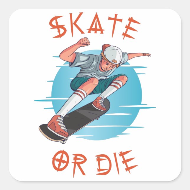 Sticker Carré de skate board ou die (Devant)