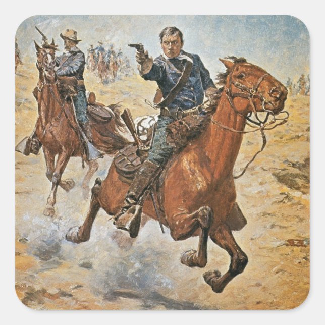 Sticker Carré Dead Sure : un cavalier américain de cavalerie dan (Devant)