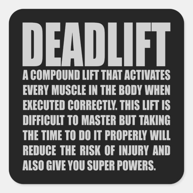 Sticker Carré Deadlift - Drôle entraînement Motivationnel (Devant)