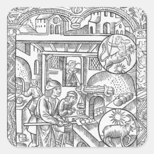 Sticker Carré Décembre, de l'Almanach des Bergers, 1491