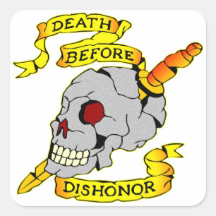 Sticker Carré Décès avant Dishonor Skull & Dagger Tattoo