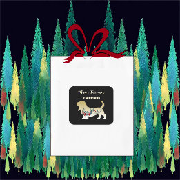 Sticker Carré Décor d'art populaire de chien doré ami pour toujo