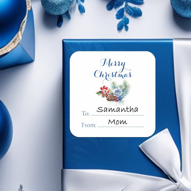 Sticker Carré Décoration classique de Noël blanc (Créateur téléchargé)