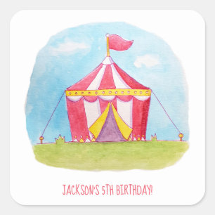 Sticker Carré Décorations aquarelles pour anniversaire d'enfants