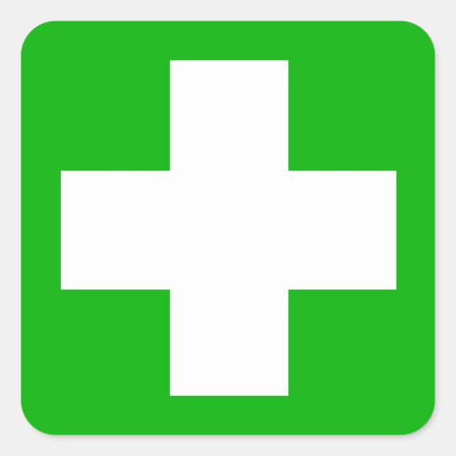 Sticker Carré Décret de premiers soins vert (Devant)
