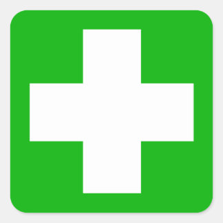 Sticker Carré Décret de premiers soins vert