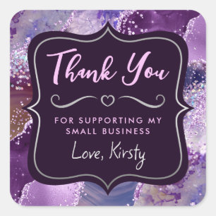 Sticker Carré Deep Purple Glitter Agate Petite Entreprise