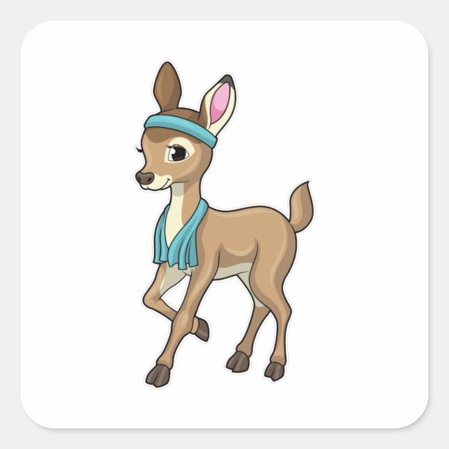 Sticker Carré Deer at Fitness with Towel (Devant)