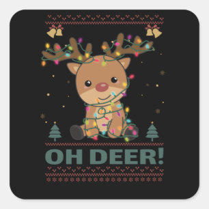 Sticker Carré Deer Funny Reindeer Deer Pun christmas