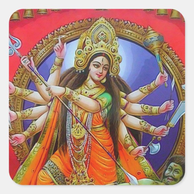 Sticker Carré Déesse guerrière Durga Shakti (Devant)