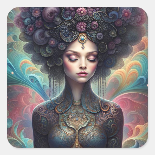 Sticker Carré Déesse noire (Devant)