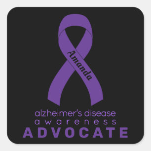 Sticker Carré Défenseur de la maladie d'Alzheimer Noir