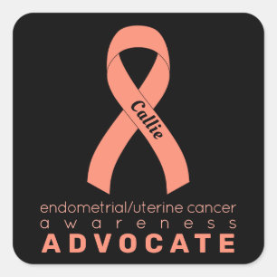 Sticker Carré Défenseur du cancer de l'enddomètre/utérin Noir
