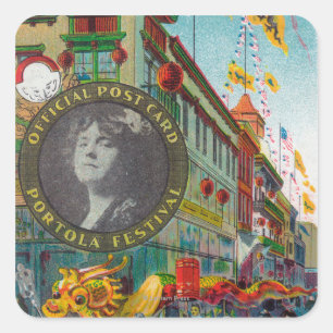 Sticker Carré Défilé de Chinatown pour le festival de Portola