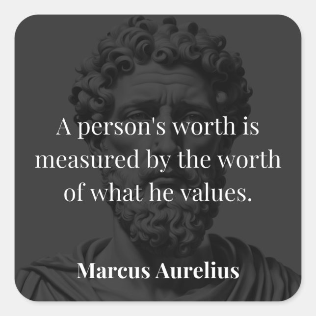 Sticker Carré Définir une valeur : Marcus Aurelius sur les valeu (Devant)