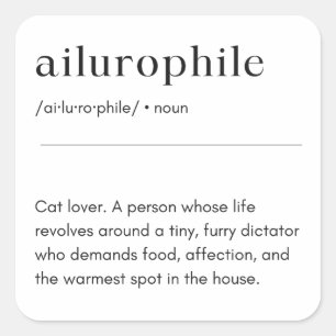 Sticker Carré Définition de l'ilurophile - Amoureux des chats