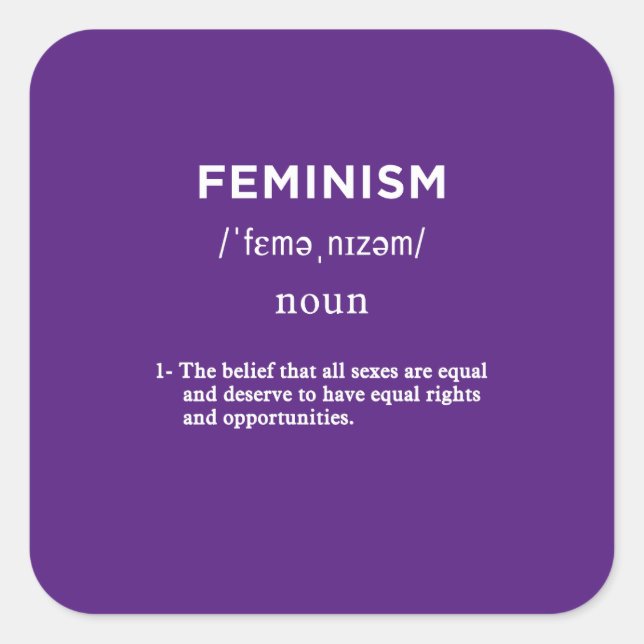 Sticker Carré définition du féminisme pourpre (Devant)