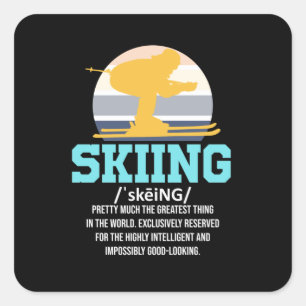 Sticker Carré Définition Ski Ski Ski Ski Snowboard Hiver