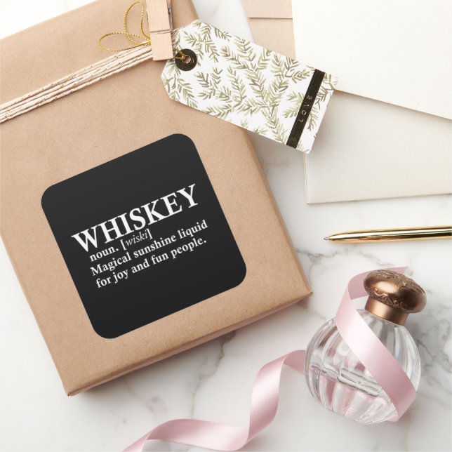 Sticker Carré Définition Whiskey drôle alcool dire des cadeaux (Cadeaux)