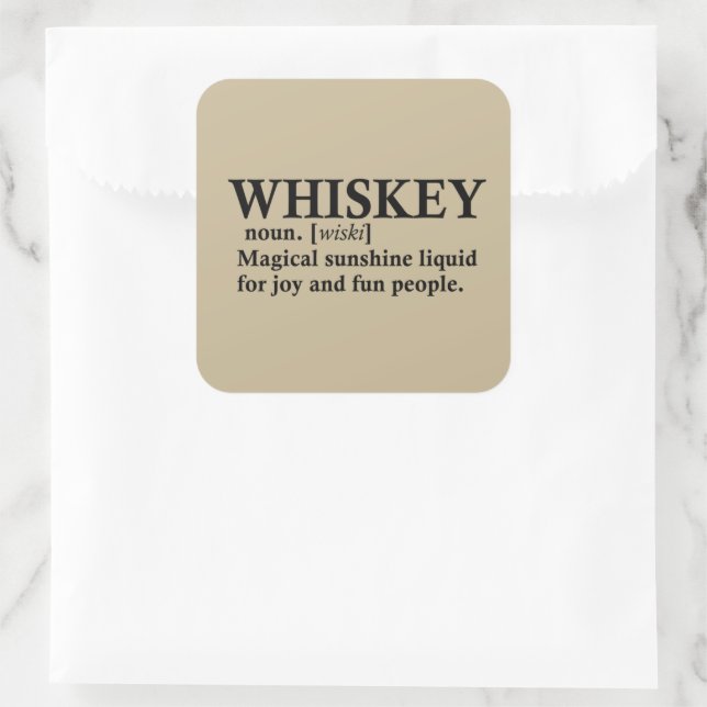 Sticker Carré Définition Whiskey drôle alcool dire des cadeaux (Sac)