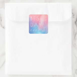Sticker Carré Dégradé Bleu Rose Joyeux