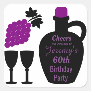 Sticker Carré Dégustation de vin Anniversaire Étape personnalisé