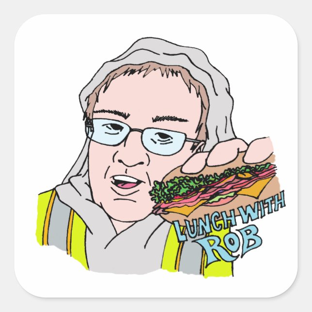 Sticker Carré Déjeuner Avec Rob ! (Devant)