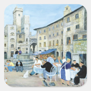 Sticker Carré Déjeuner dans un Carré de marché Toscane