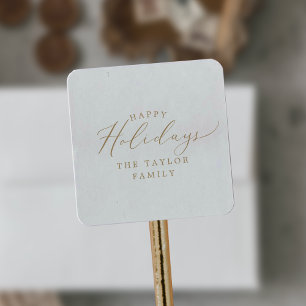 Sticker Carré Delicy Gold Happy Holidays Holiday Gift