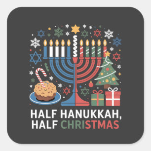 Sticker Carré Demi-Noël mi-Hanoukka Christmukkah Funny