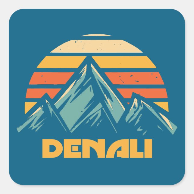 Sticker Carré Denali Alaska Retro Turquoise (Devant)