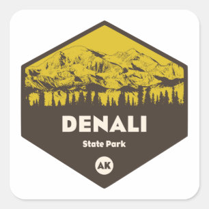 Sticker Carré Denali State Park Alaska
