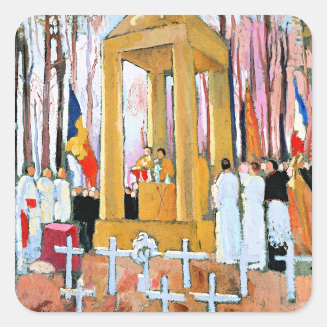 Sticker Carré Denis - Messe devant la tombe d'Ernest Psichari (Devant)