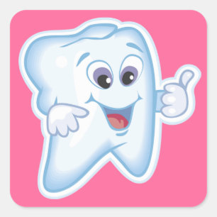 Sticker Carré Dent heureuse saine