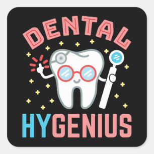 Sticker Carré Dental Hygenius Funny Hygienist RDH