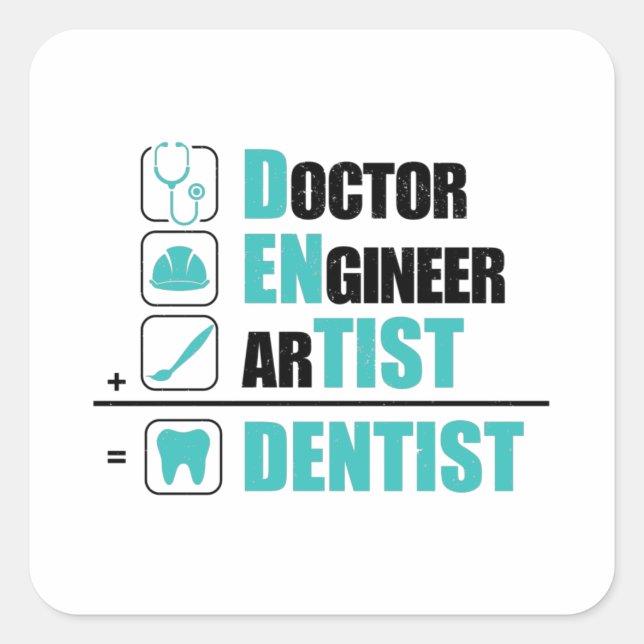 Sticker Carré Dentist Sayings | Dentistesse Profession Idées cad (Devant)