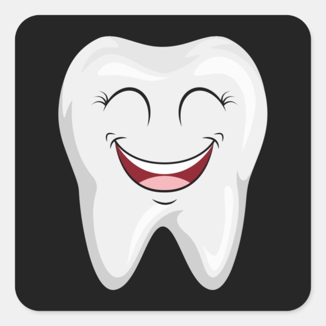 Sticker Carré Dentiste Dents Dental Docteur Dentaire Dent Dos Dr (Devant)