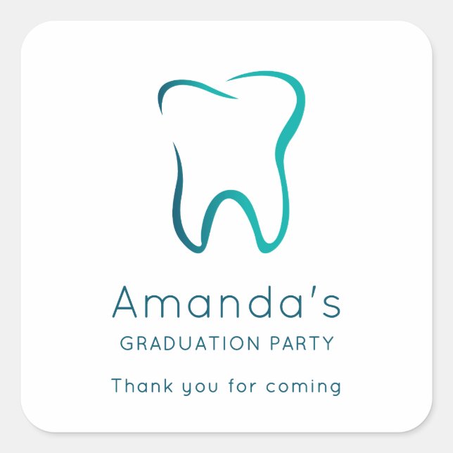 Sticker Carré Dentistesse dentaire Médicale Image Graduation (Devant)