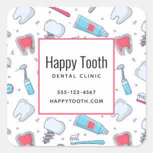 Sticker Carré Dents et outils Motif dentaire Affaires