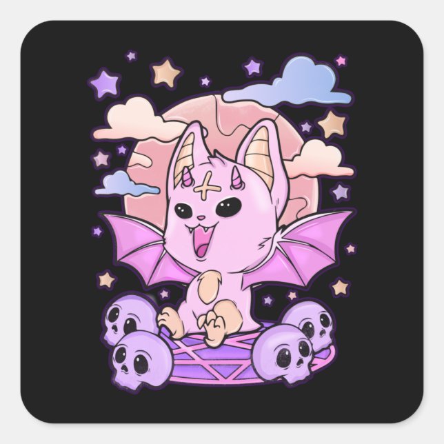 Sticker Carré Déplaisant Kawaii Chibi Horreur mignet Déplaisant  (Devant)
