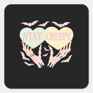 Sticker Carré Déplaisant - Squelette Tenue De Main Coeurs Douce