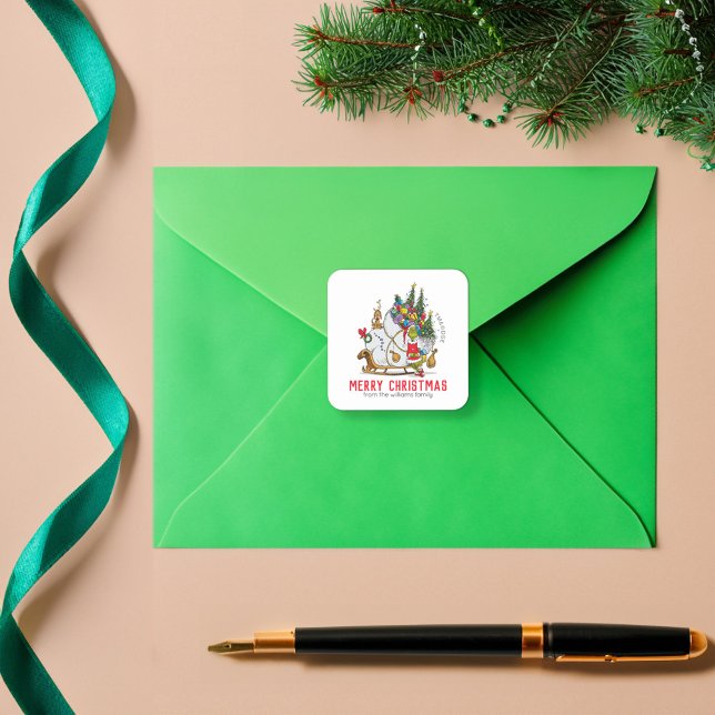 Sticker Carré Dépouille de course Grinch & Max (Sticker on envelope)