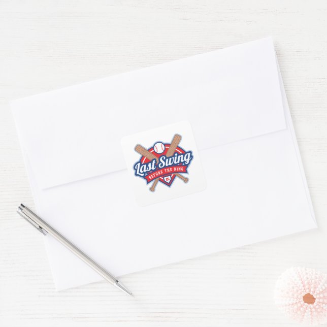 Sticker Carré Dernier Swing Avant le Mariage Baseball Enterremen (Enveloppe)