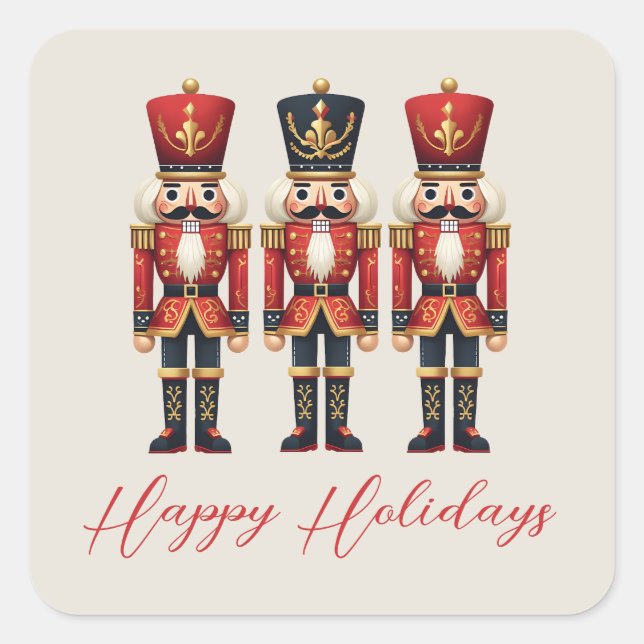 Sticker Carré Des soldats de Nutcracker heureux vacances (Devant)