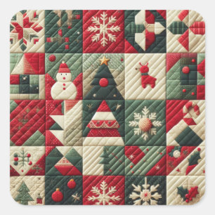 Sticker Carré Design de Noël doré