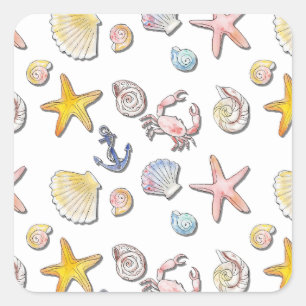 Sticker Carré Design de plage simple et agréable