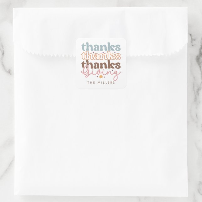 Sticker Carré Design de typographie super Thanksgiving (Sac)